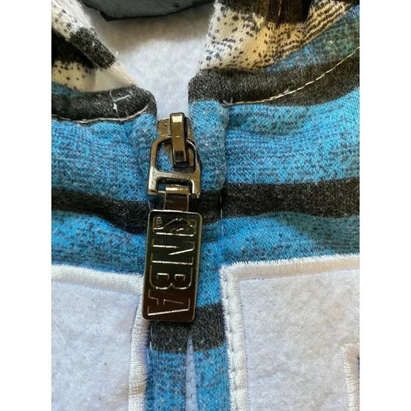 NBA Men's Hoodie Sweatshirt Basketball XL/TG Hooded Zip Up Logo Turquoise White - Picture 4 of 12